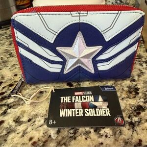 Loungefly Marvel Falcon & Winter Soldier Captain America Zip Wallet NWT